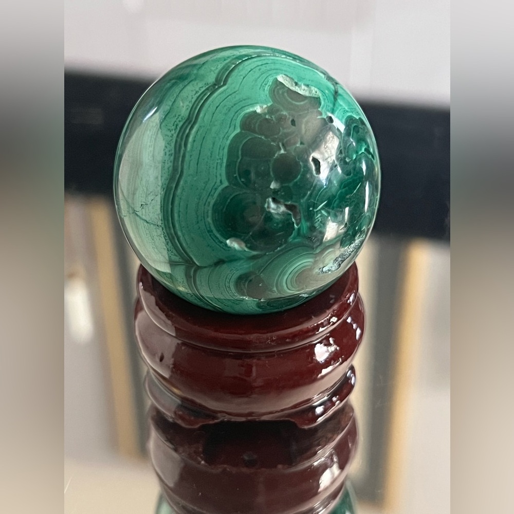 Genuine Malachite Sphere with Stand